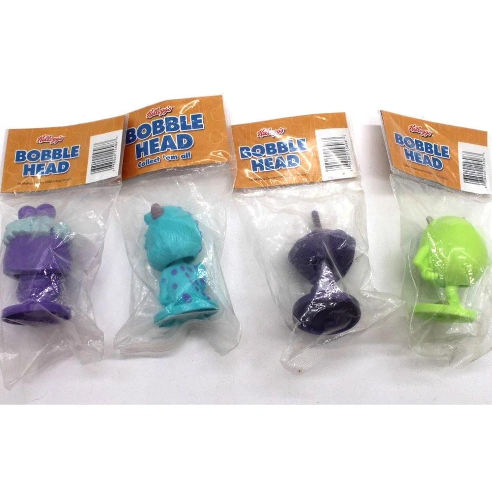 MONSTERS INC • Lot Of 4 Vintage 2002 Disney Bobblehead Kelloggs Prize NEW In Bag